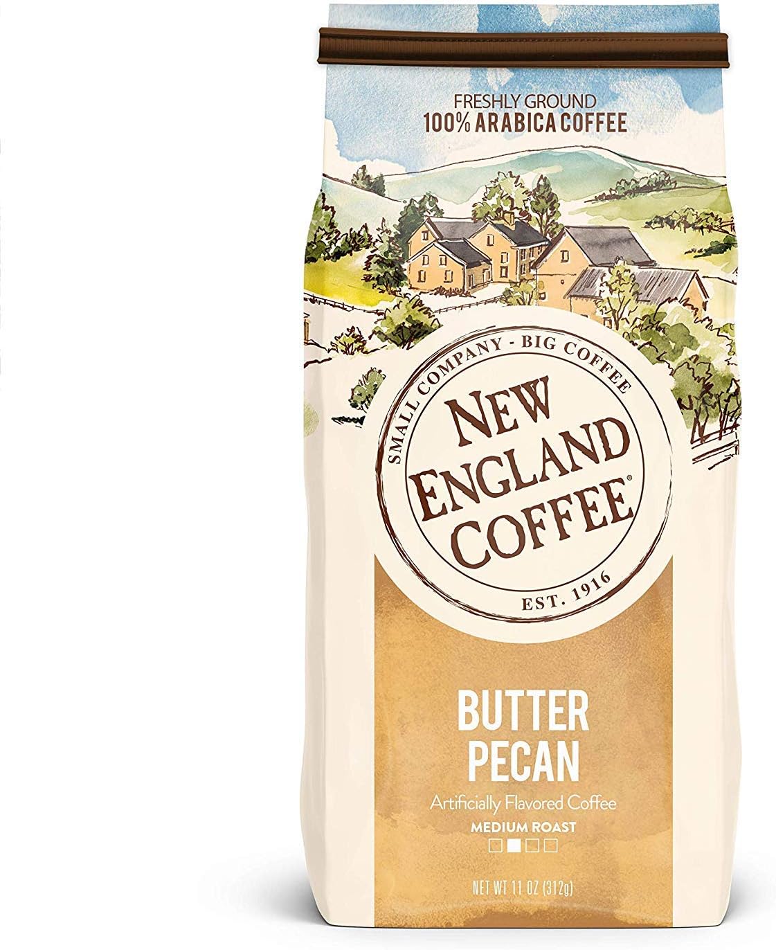 New England Coffee Butter Pecan Ground Coffee, 11 Ounce