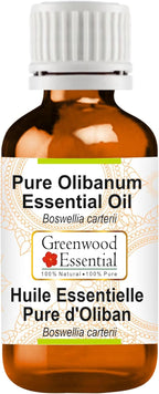 Greenwood Essential Olibanum Essential Oil (Boswellia carterii) Pure | Non-Sticky | Non-Greasy | Lightweight | Men & Women | All Skin Types | Steam Distilled 15ml (0.50 oz)