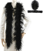 Soarer Black Ostrich Feather Boas – 2yards 3ply Long Boas for Party, DIY Production, Clothing Decoration (Black)