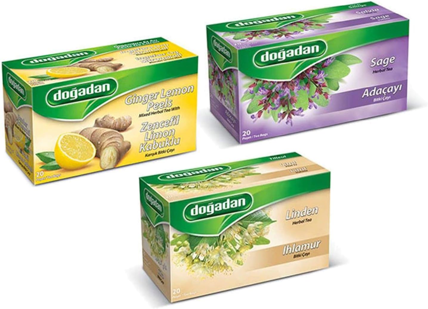 DOGADAN HERBAL TEA PACK OF 3 ( LINDEN, GINGER LEMON, SAGE)