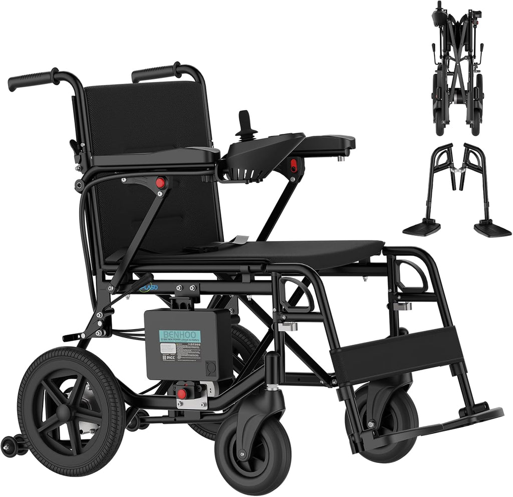 Electric Wheelchair for Adults Lightweight Foldable Electric Wheelchair for Seniors Motorized Wheelchair Power Wheelchairs for Adults 47lb (Black)