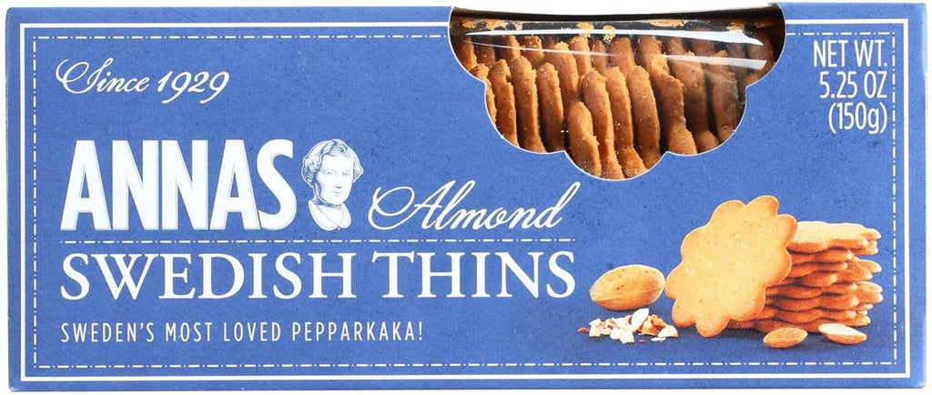 Anna's Almond Thins Swedish Cookies 5.25 Oz (Pack of 12)