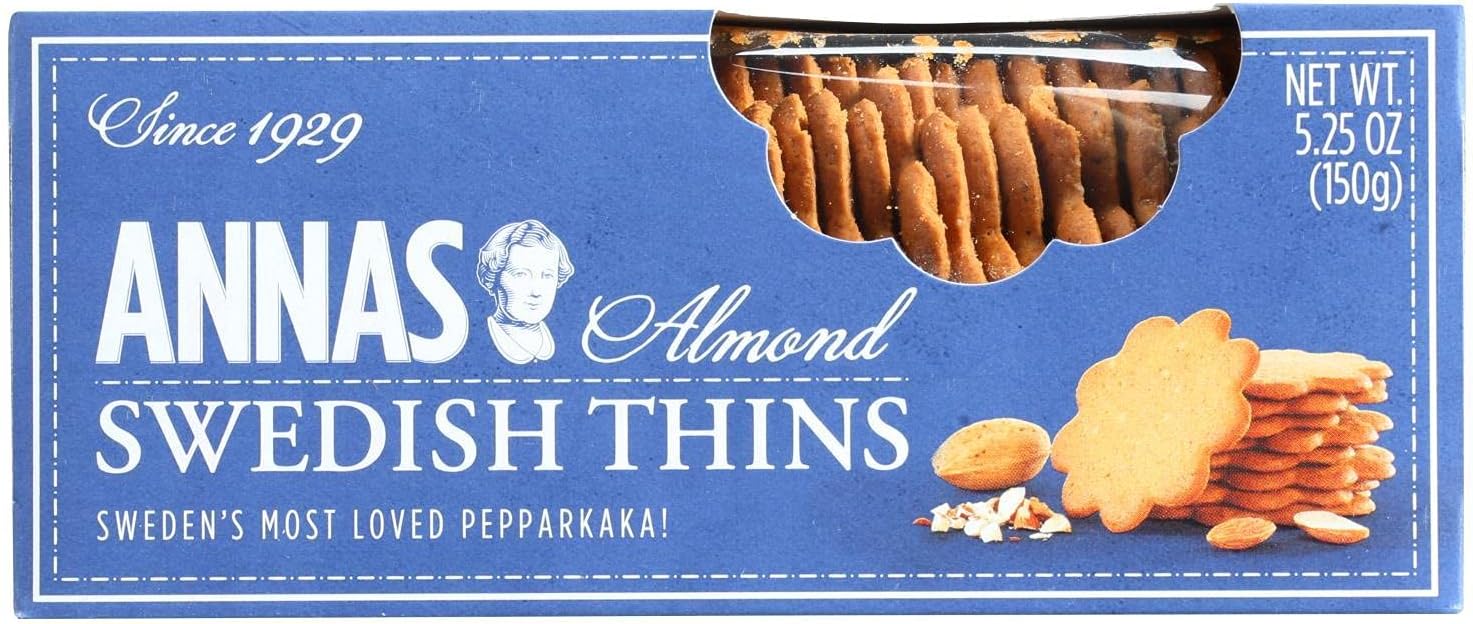 Anna's Almond Thins Swedish Cookies 5.25 Oz (Pack of 12)