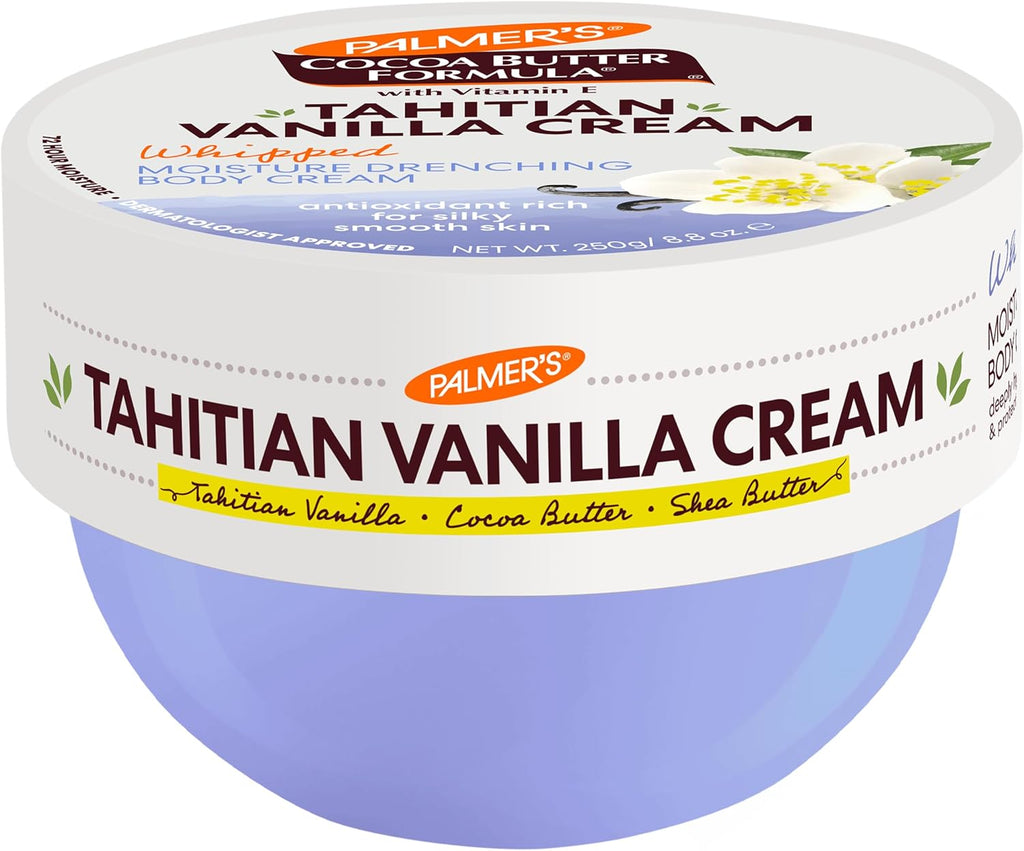 Palmer's Cocoa Butter Formula Body Cream, Moisture Drenching Tahitian Vanilla, 8.8 Oz, 72Hr Hydration with Shea Butter & Vitamin E for Softer Skin, Protects & Soothes Dryness, Dermatologist Approved