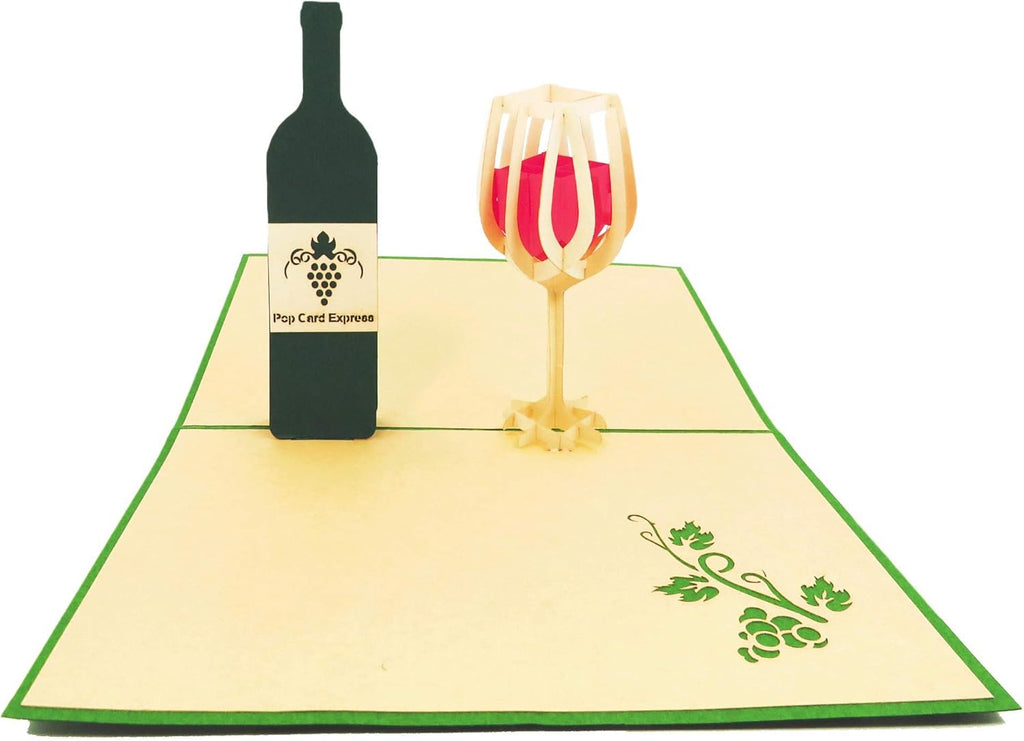 3D Wine Anniversary Card, Pop up Birthday Card, Valentines Day Card, Wedding 3D Card, Retirement, 3D Pop up Thank you Gift Card, Love Card, Congratulations,Celebration Greeting Card | Pop Card Express