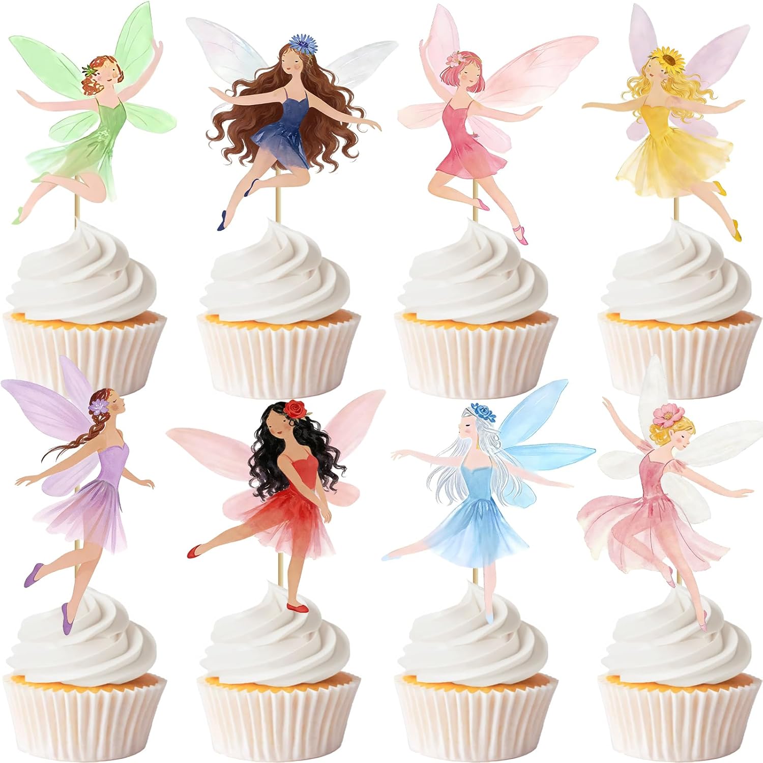 48psc Fairy Cupcake Toppers for Fairy Birthday Party Decorations,Fairy Party Decorations,Fairy Birthday Party Decorations