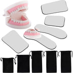 5 Pieces Dental Mirror for Teeth Intraoral Photography Mouth Mirror Occlusal Buccal Reflector with 5 Bags 2 Sided Dental Plated Glass Intraoral Photo Glass Oral Inspection Kit for Clinic Dentist Home