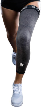 Vital Salveo Germanium & Carbon Recovery Full Leg Sleeve – Compression Leg Sleeve, Long Knee Sleeve for Arthritis, Basketball, Cycling, Football, Dark Grey (1 PC) X-Large
