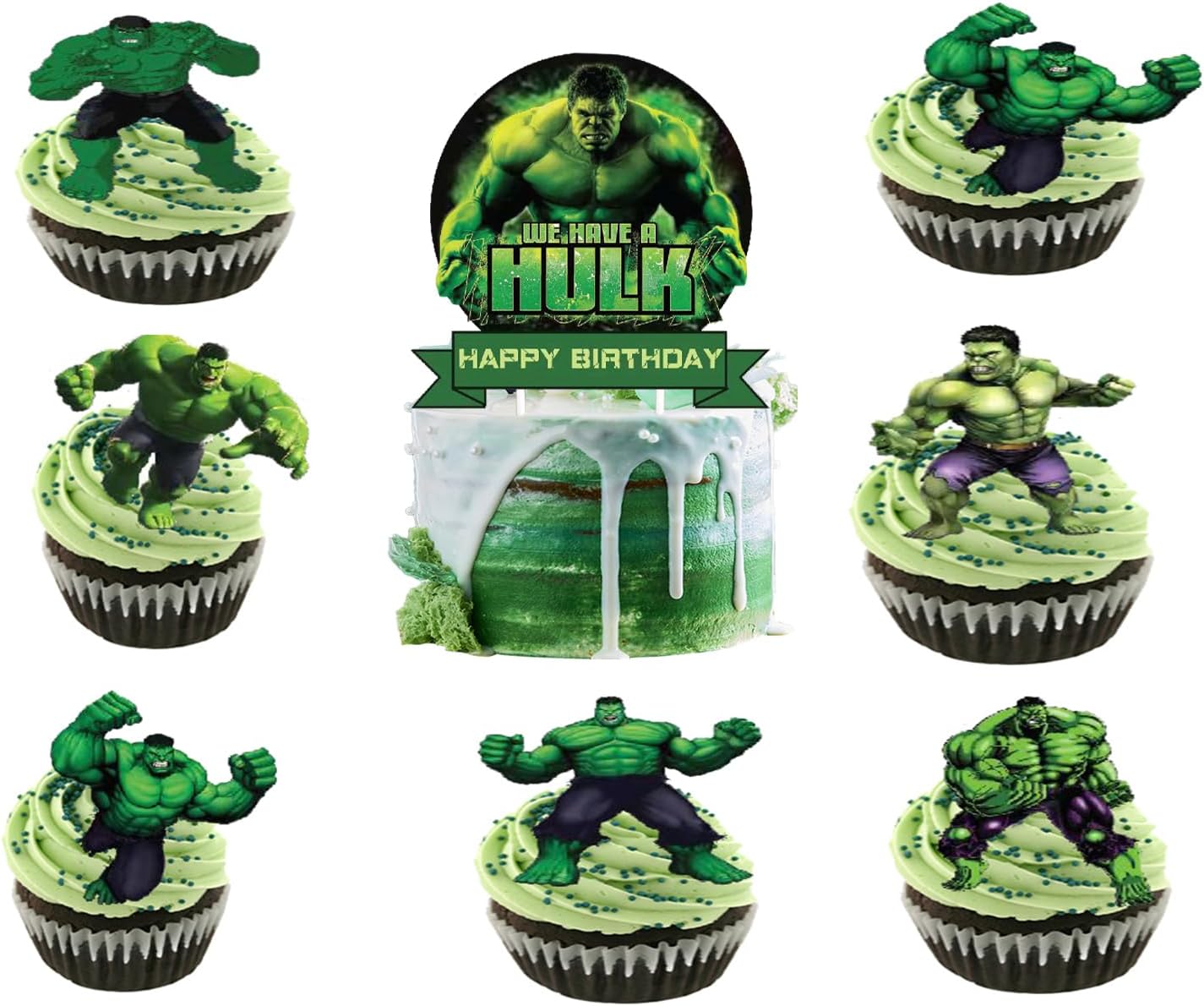 25pcs Hulk Cake Toppers Cupcake Toppers Cake Decorations,Hulk Birthday Party Supplies Decorations (4)