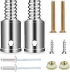 Broom Handle Threaded End, 2 Set Replacement Kit Metal Tips for 1" Wood or Metal Poles, Extension Pole Adapter for Mop, Broom