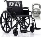 Vive Extra-Wide Bariatric Wheelchair for Adults (600 LB Capacity) Foldable, Heavy Duty, Manual & Transport Wheel Chair - Portable Senior Drive Travel Scooter for Elderly Transfers (26" Seat)