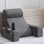 Reading Pillow for Sitting in Bed Adult, Back Pillow for Bed Sitting up with Arms, Pockets and Cup Holder, Sit Up Backrest Pillows for Beds Chair Support, Rest Pillow for Gaming