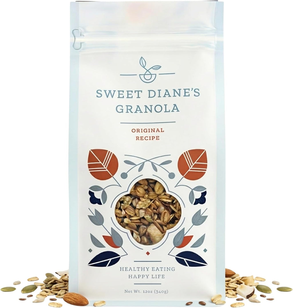 Sweet Diane’s Granola – Standard Size (12 oz): Organic, Low-Sugar, High-Fiber, Gluten-Free, Vegan, Delicious Breakfast and Snack Topper (Classic Size, Original Recipe)