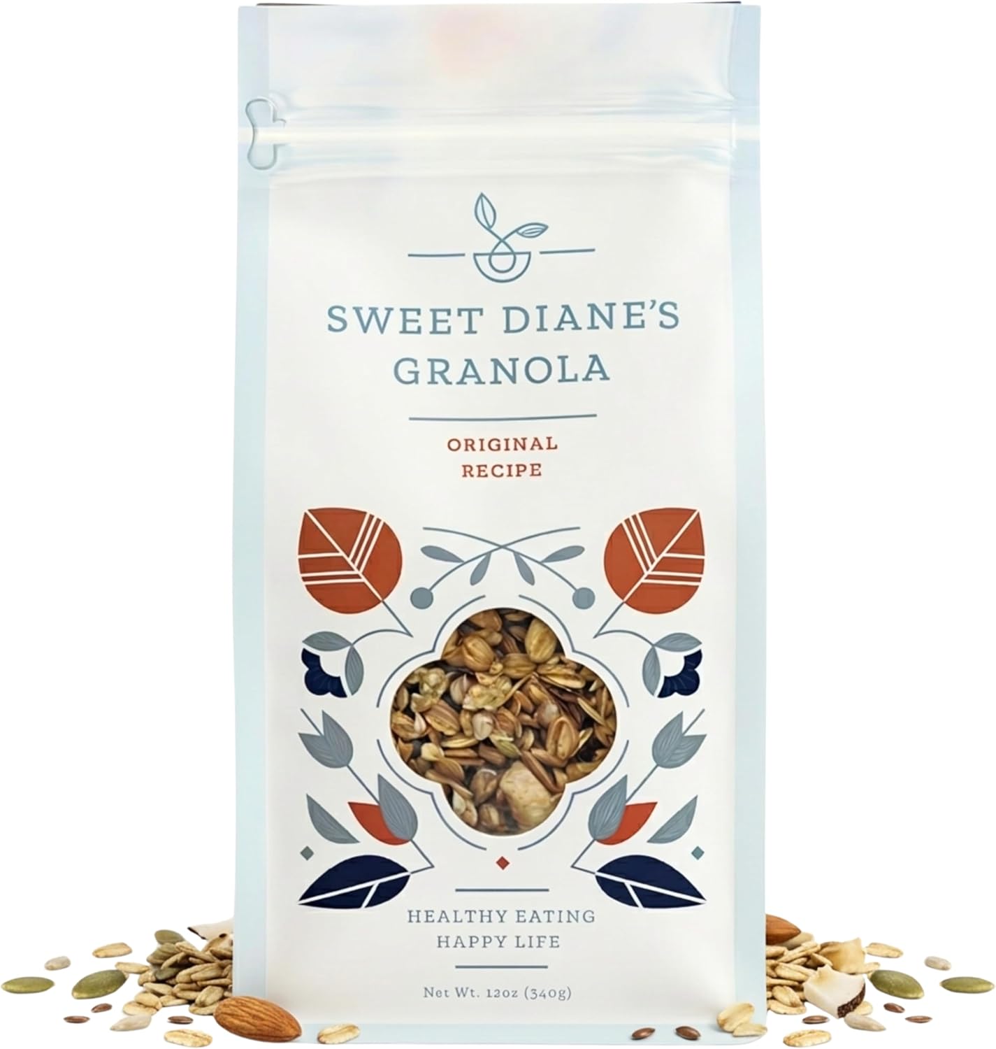 Sweet Diane’s Granola – Standard Size (12 oz): Organic, Low-Sugar, High-Fiber, Gluten-Free, Vegan, Delicious Breakfast and Snack Topper (Classic Size, Original Recipe)