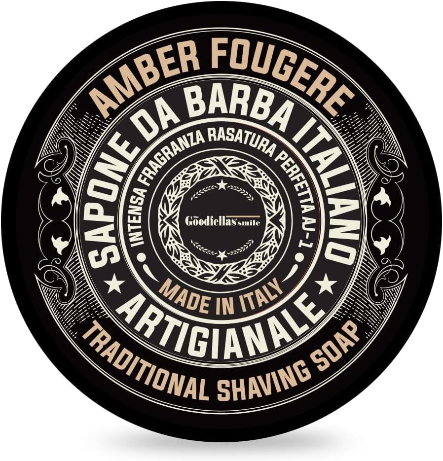 The Goodfellas’ Smile AMBER FOUGERE (Lavender & Sandalwood) Italian Shaving Soap – Classic Tallow Croap for Use with Shaving Brush, Razor & Traditional Wet Shave