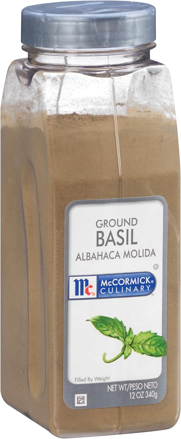 McCormick Culinary Ground Basil, 12 oz - One 12 Ounce Container of Basil Leaf Powder to Enhance Flavor of Tomato-Based Sauces, Roasted Chicken, Pizza and More