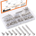 150Pcs M5 304 Stainless Steel Round Pan Head Phillips Cross Screws Drive Self-Drilling Screws Assortment Kit