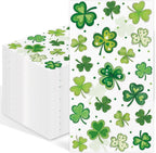 100 Pcs St. Patrick's Day Guest Napkins Green Shamrock 3 Ply Disposable Hand Paper Towels Lucky Clover Decorative Dinner Napkins for Holiday Birthday Spring Irish Party Table Supplies