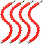 Inwell 4 Pack Flexible Drill Bit Extension, 11.6 inch Superbit Screwdriver Soft Shafts,360 Degrees Drill Extension Tools-Red