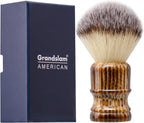 Grandslam Shaving Brush with Synthetic Hair, Cruelty-Free Shaving Cream Brush for Men, 100% Solid Resin Handle, Gently Exfoliates The Skin, 24mm Knot (Imitation rhinoceros horn)