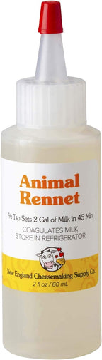 Liquid Animal Rennet – Single Strength Calf Rennet for Home Cheese Making – NON-GMO, Gluten-Free, Easy to Measure & Use (2 oz)