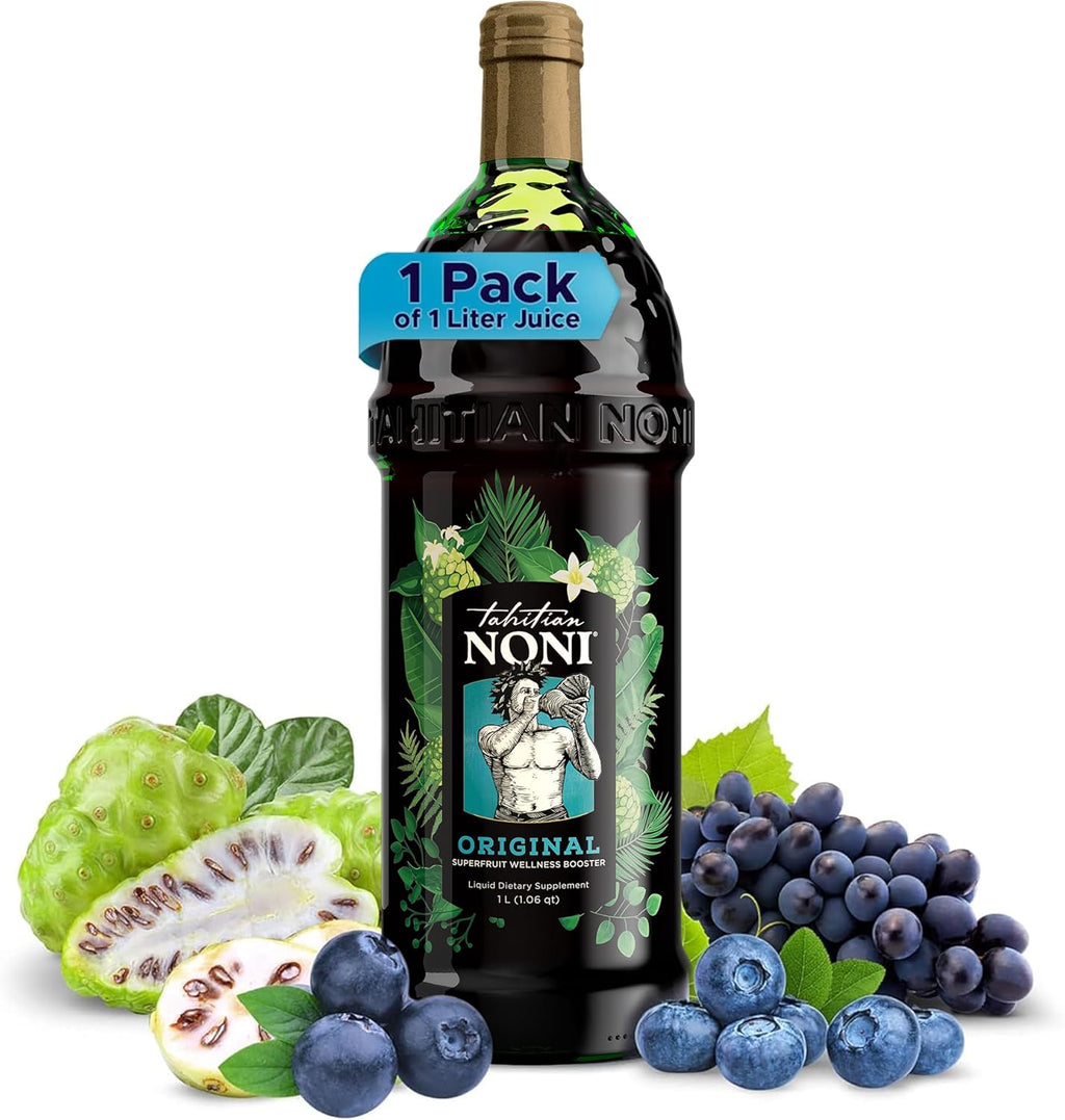 Tahitian Noni Juice by Morinda – Original Pure Noni Fruit Blend with Blueberry, Grape Extracts – Healthy Superfood Vitality Daily Wellness Drink – 1 Pack of 1L Bottle