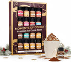 Hot Chocolate Mix Gift Set 16-Pack - Ultimate Gourmet Hot Cocoa Sampler Box with Caramel, Vanilla, Peppermint, Toasted Marshmallow & Double Chocolate - Luxury Winter Beverage Variety Kit for Gifting