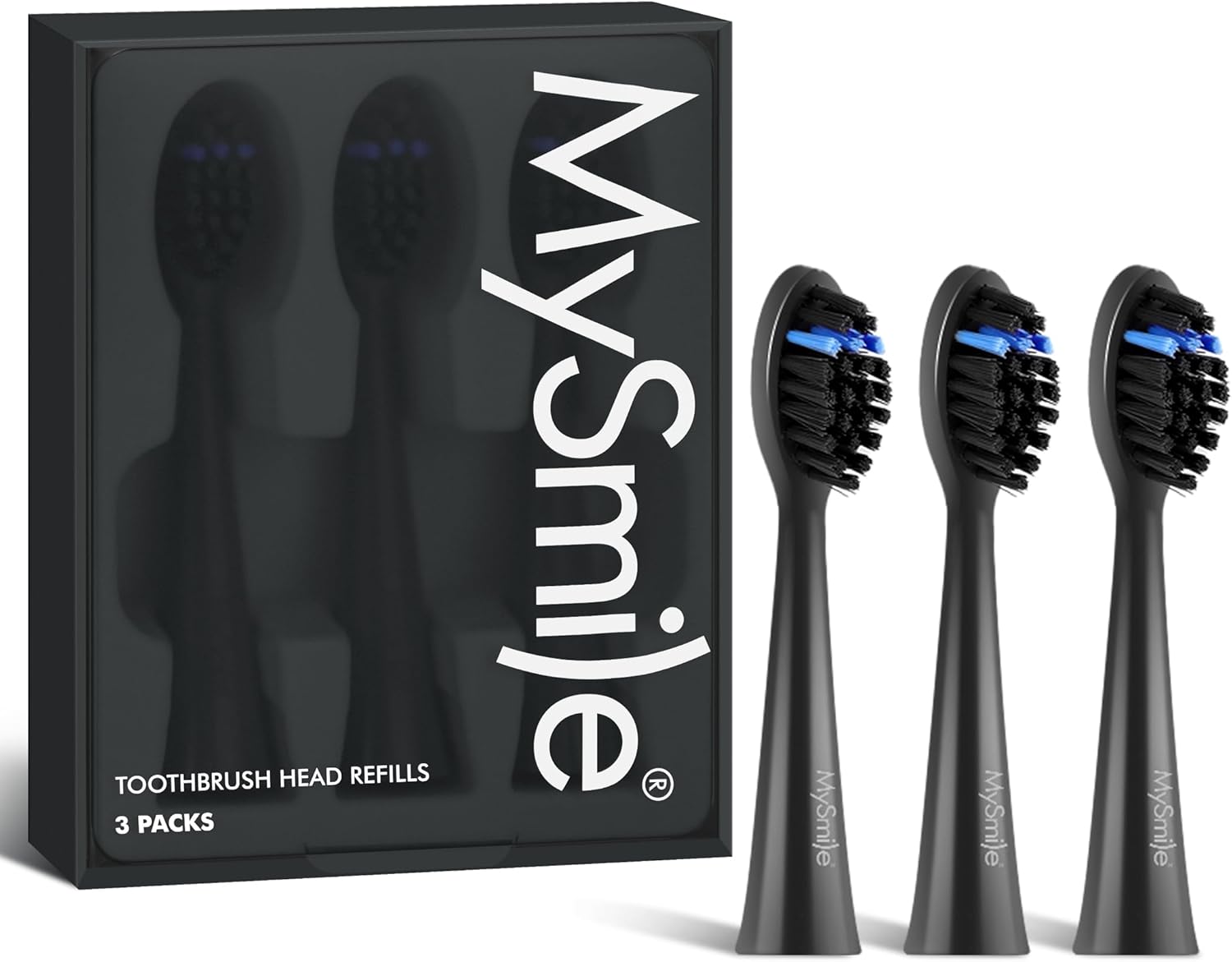 MySmile DY156 Electric Toothbrush Replacement Heads, Compatible for MySmile DY156 Sonic Toothbrush, 3 Packs (Black)