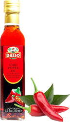 BASSO 1904 - Spicy Chili Oil, Infused Premium Extra Virgin Olive Oil, 8.5 Fl Oz (250 ml), Drizzle, Cooking, Dipping, Dressing, and Tasting. Product of Italy