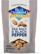 Blue Diamond Almonds, Premium Sea Salt and Black Pepper Flavored Snack Nuts Perfect Mix for Lunches or On-The-Go for Healthy Snacking, 8 Ounce (Pack of 1)