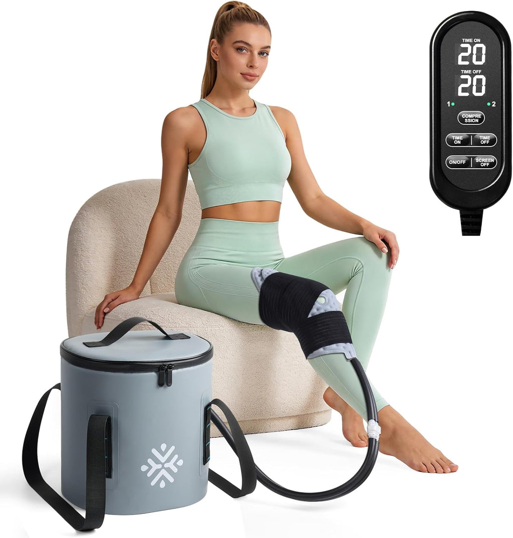 Ice Machine for Knee After Surgery w/Compression, Cold Therapy Machine for Hip Replacement, Cryo Cuff Wrap Pack for Shoulder Recovery, Cold Cooler Water System(Gray)