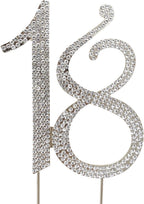 Honbay 18 Cake Topper Premium Sparkly Crystal Rhinestones Cake Topper Cake Decoration for 18th Birthday Party (18 Silver)