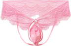 Mens Sexy Pink Lace Jockstraps Underwear, Sissy Lingerie Soft Stretchy Bulge Pouch Panties For Men Crossdressers