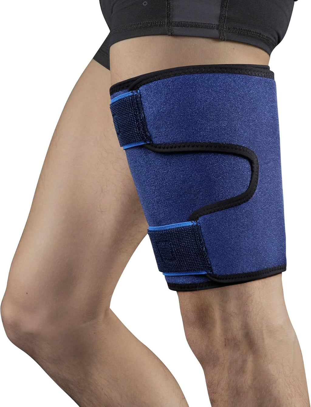 Thigh Brace, Hamstring Quadriceps Support and Thigh Wraps , Adjustable Compression Sleeve Support for Pulled Groin Muscle, Sprains, Tendonitis, Sciatica Pain and Sports Recovery for Men and Women (Dark Blue)