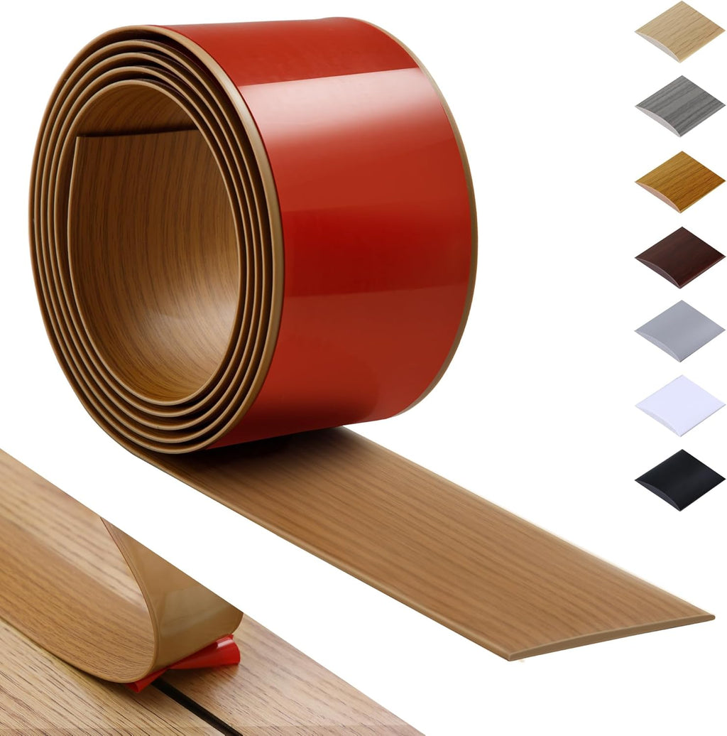 Bnell Floor Transition Strip Self Adhesive Vinyl Laminate Floor Cover Strip 3" Flat Divider for Joining Gaps and Doorway Transitions (3.3Ft, 7.6cm, Yellow Oak)