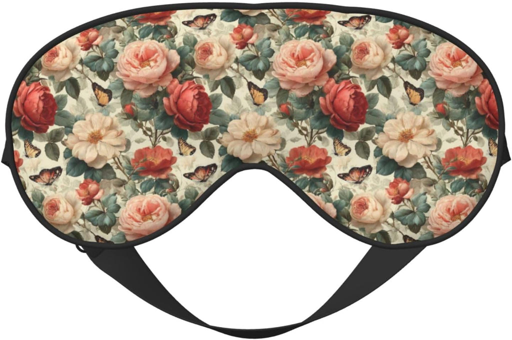 Roses and Butterflies 1 Print Double Side Sleep Eye Mask, Adjustable Night Eye Cover for Women Men