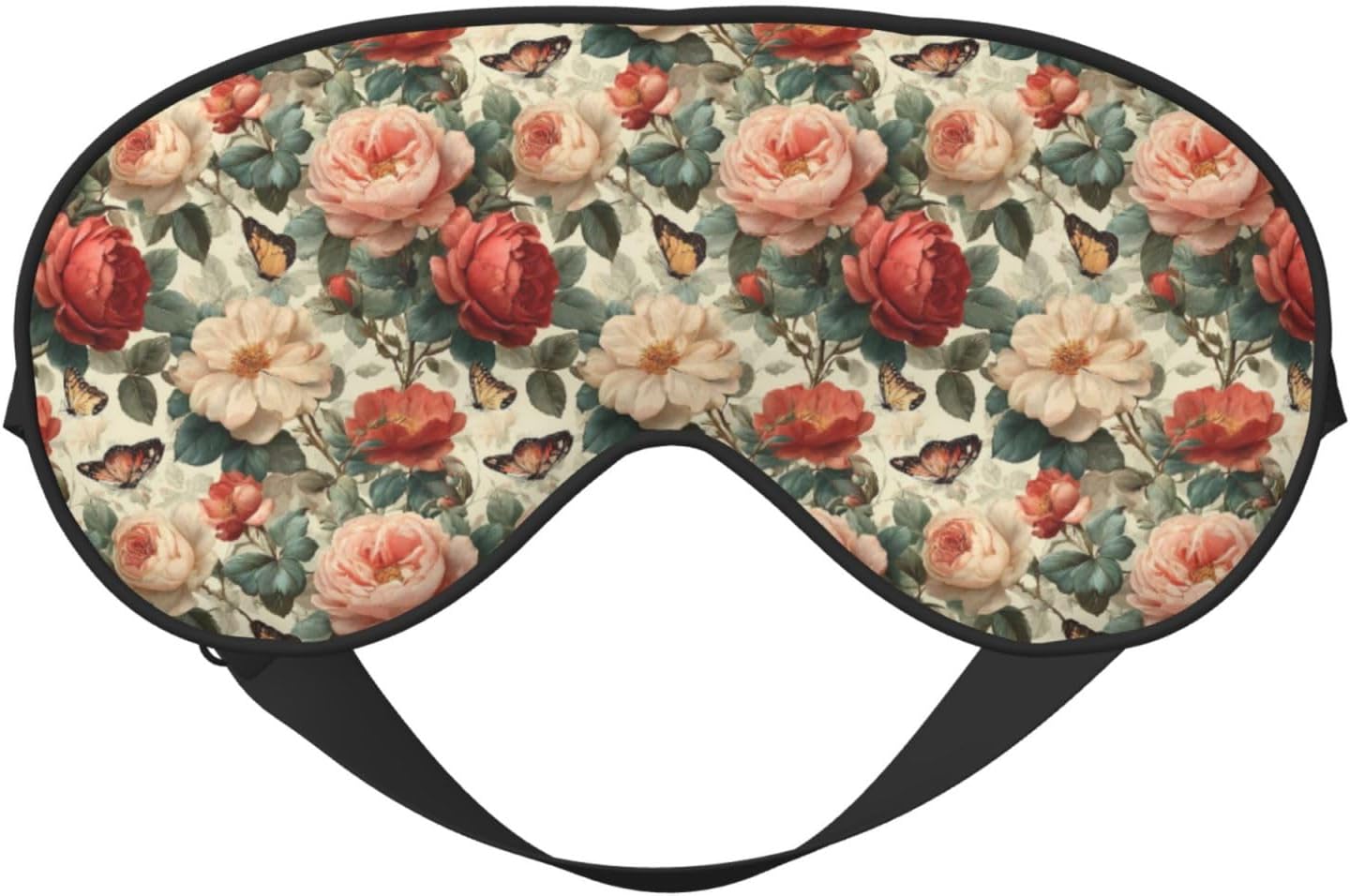 Roses and Butterflies 1 Print Double Side Sleep Eye Mask, Adjustable Night Eye Cover for Women Men