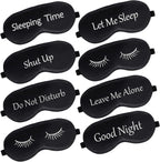 8 Pieces Funny Sleep Mask Silk Eye Mask with Adjustable Strap Soft Cute Blackout Blindfold Eye Cover for Women Men Full Night's Sleep, Travel, Nap, Meditation(Dark Colors)
