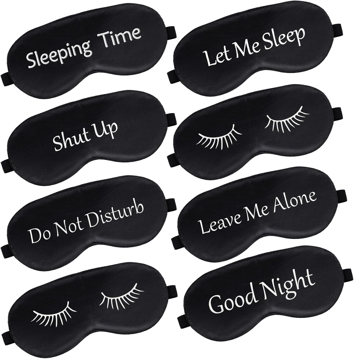 8 Pieces Funny Sleep Mask Silk Eye Mask with Adjustable Strap Soft Cute Blackout Blindfold Eye Cover for Women Men Full Night's Sleep, Travel, Nap, Meditation(Dark Colors)