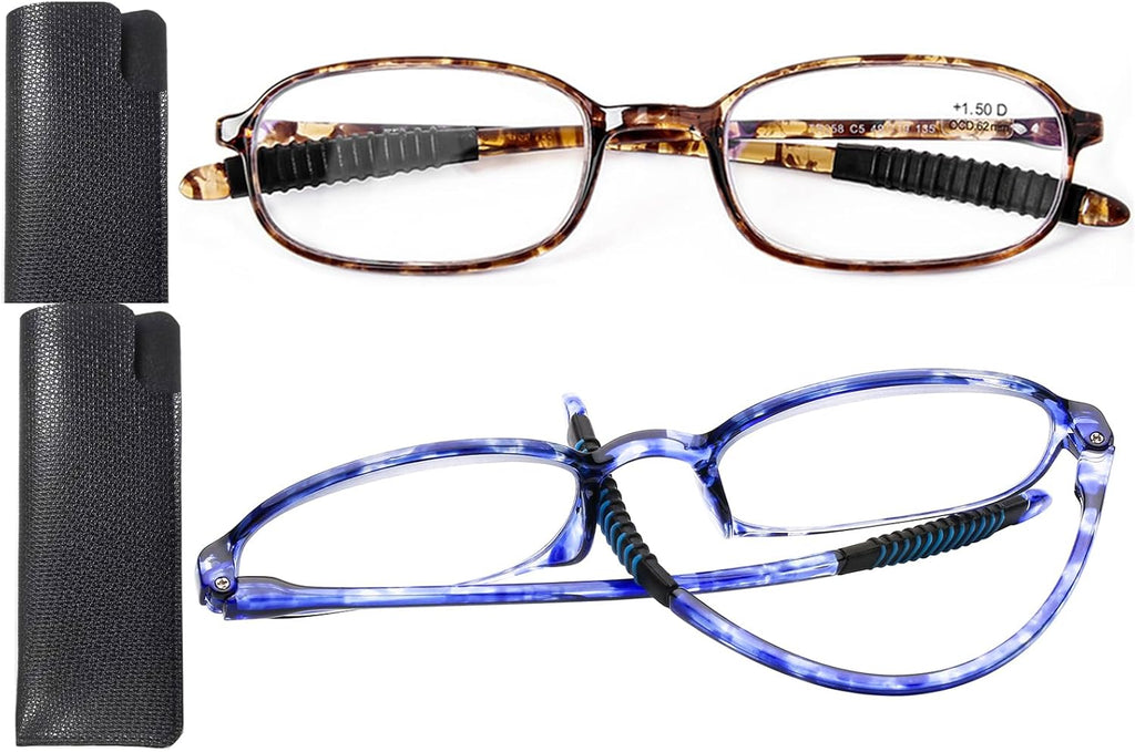 AQWANO 2 Pack Blue Light Blocking Computer Reading Glasses UV Protection Flexible TR90 Frame Lightweight Readers Glasses for Women Men +2.5