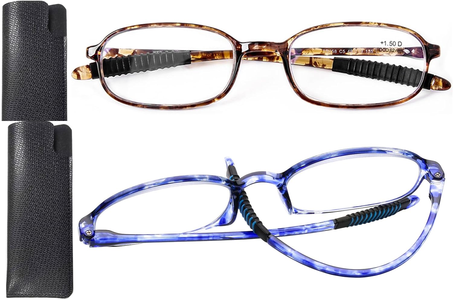 AQWANO 2 Pack Blue Light Blocking Computer Reading Glasses UV Protection Flexible TR90 Frame Lightweight Readers Glasses for Women Men +2.5