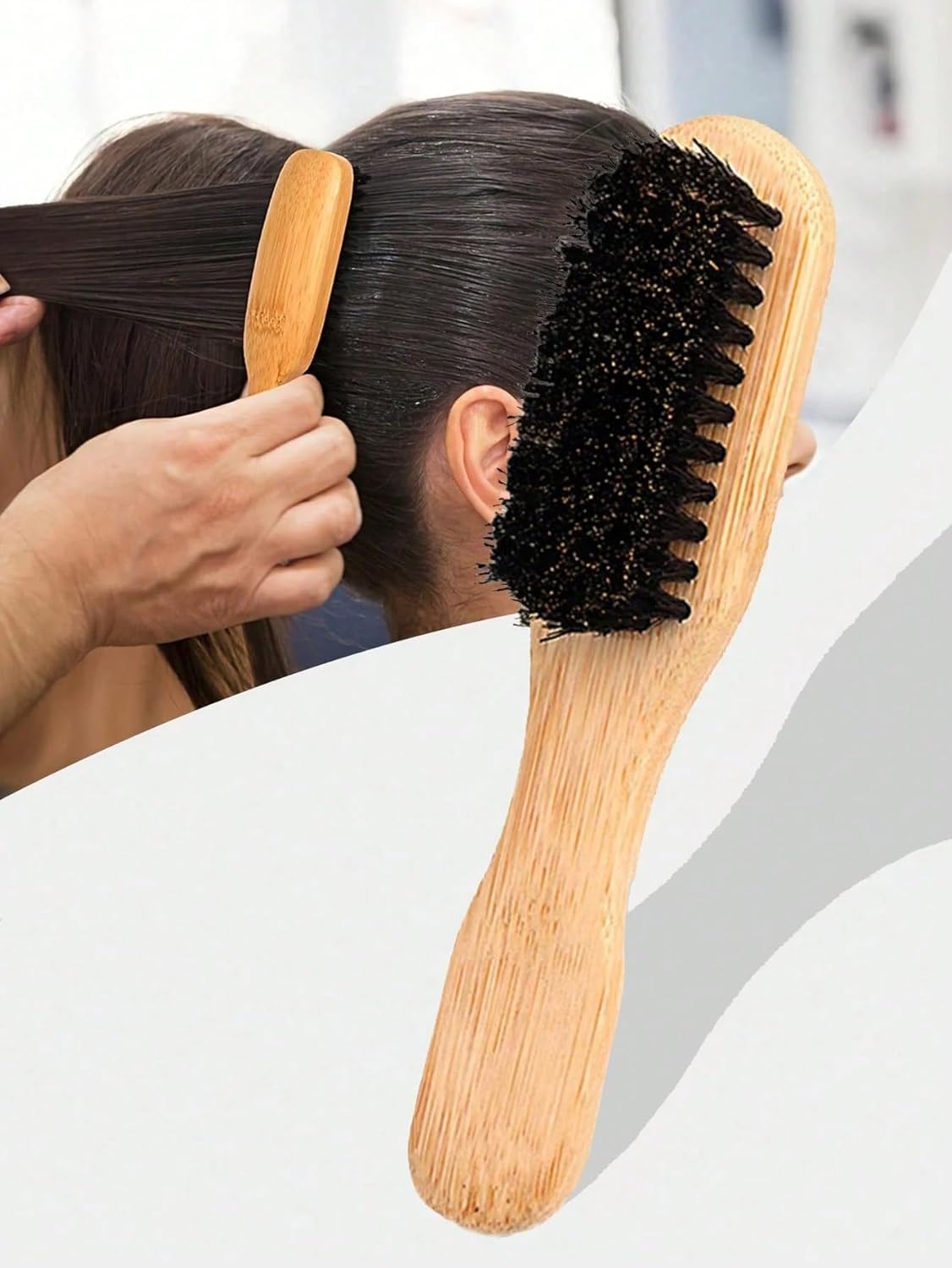 1pc Unisex Bamboo-Handled Brushes, Beard Brush for Men Hair Styling, Anti Breakage Detangling Brush, Smoothing Tool for All Hair Types