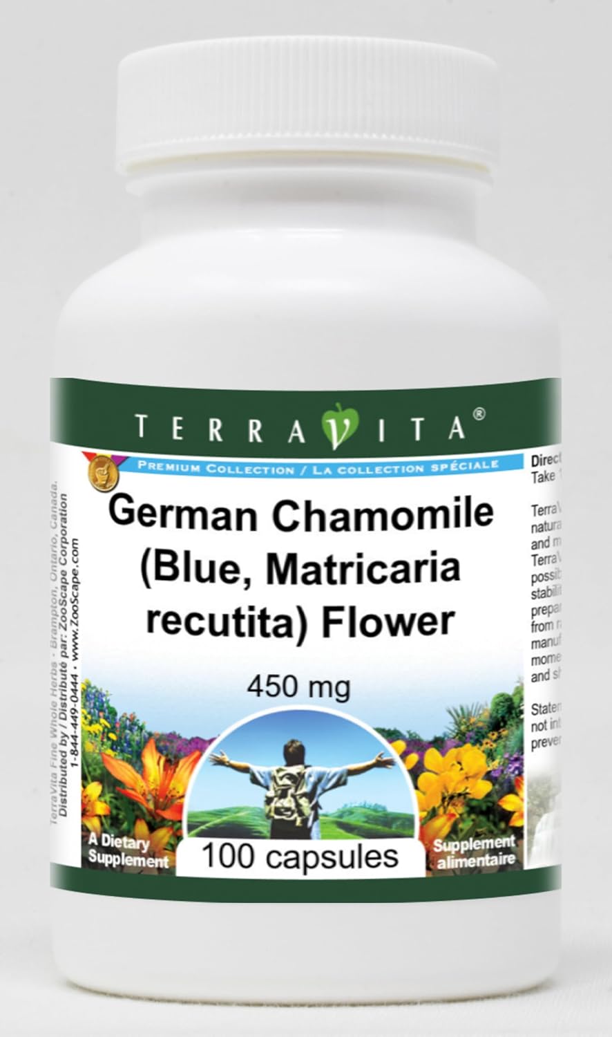 German Chamomile (Blue, Matricaria recutita) Flower - 450 mg (100 Capsules, ZIN: 516213)