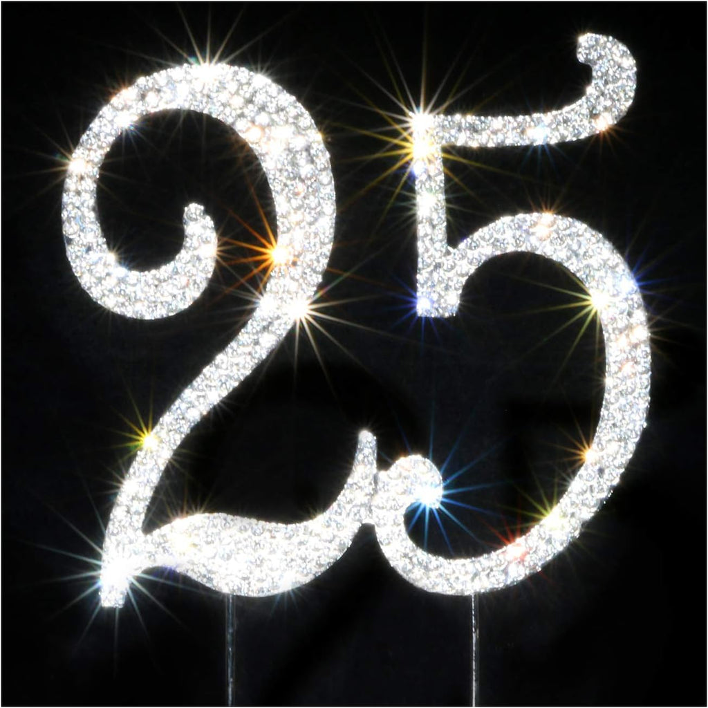 Scotamalone 25 Cake Topper | Premium Bling Rhinestone Diamond Gems
