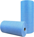 SUZZYVINE Disposable Cleaning Cloths Reusable Dish Cloths Dish Towels Blue Kitchen Towels Handy Wipes On Rolls Total 2 Roll 100 Pcs