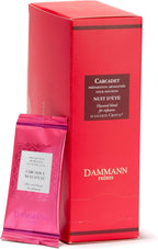 Dammann Freres Sachets, Carcadet Nuit d'été Tea Bags, Premium Gourmet French Hibiscus and Berry Herbal Tea, Individually Wrapped, 24 Count (Single Pack)