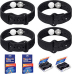 Motion Sickness Bands for Adults and Kids Sea Wristbands for Cruise Travel Wristband, Natural Relief Wristbands，Sea Bands for Pregnancy Women (2 Pairs Black)