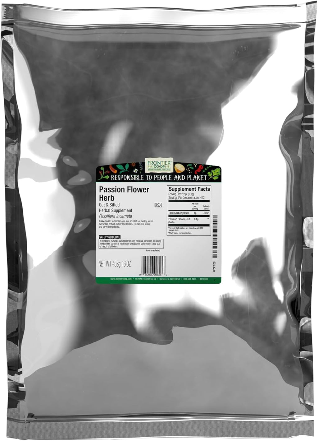 Frontier Co-op Passion Flower Herb, Cut and Sifted, Kosher | 16 Ounce (Pack of 1)
