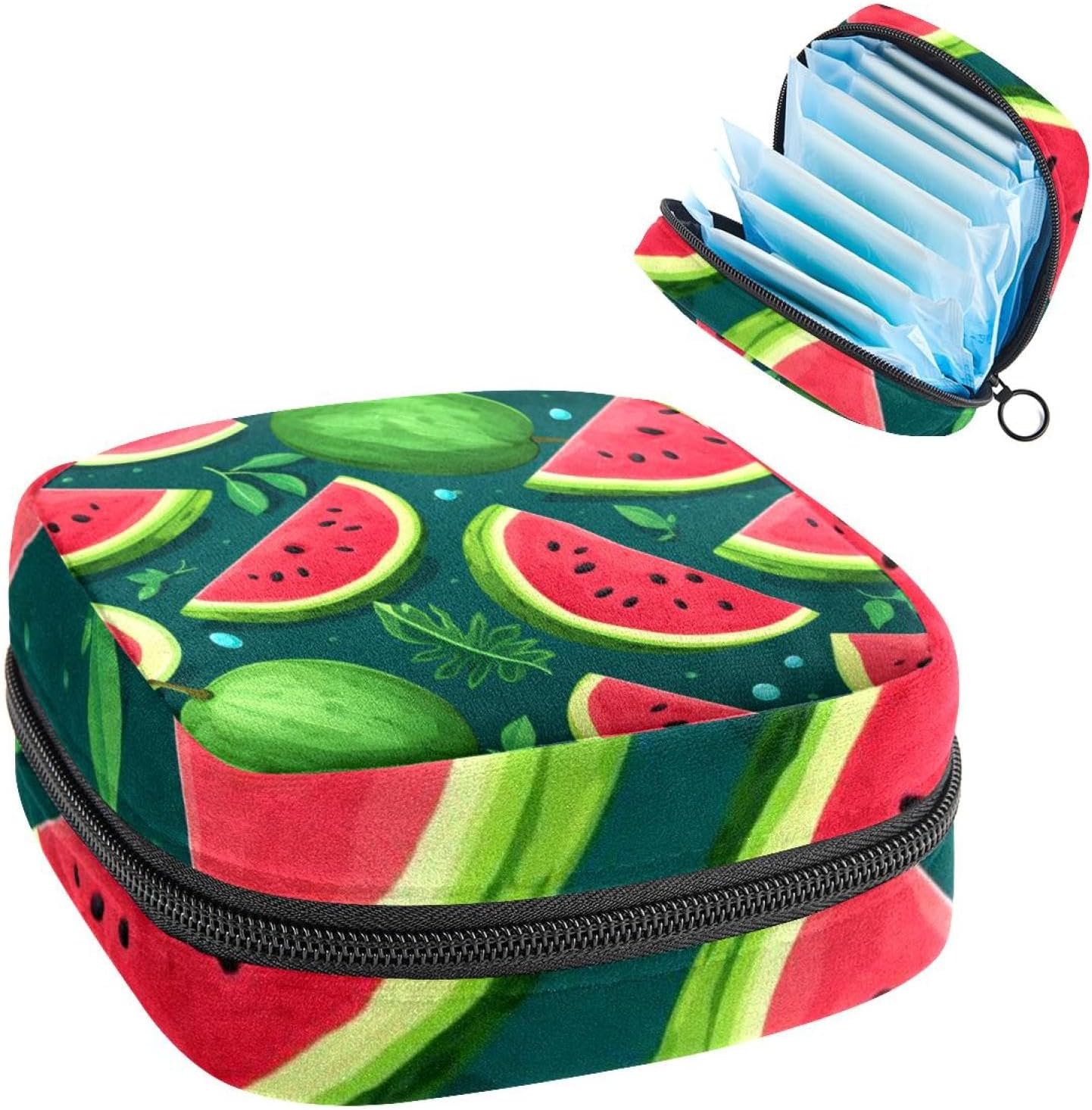 Sanitary Napkin Storage Bag for Feminine Pads, First Period Kit for Women, Watermelon Portable Menstrual Period Sanitary Pouch