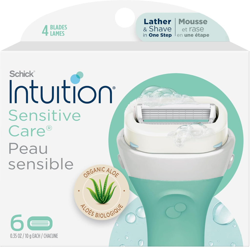 INTUITION Schick Refill, Razors for Women Sensitive Skin | Intuition Razor Blades Refill with Organic Aloe, Razor Refills , 6 Count (Pack of 1)